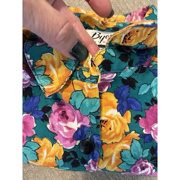 Vintage 90s Womens Byer California Floral Tie Knot Waist Crop Top Cotton Medium - Picture 9 of 10